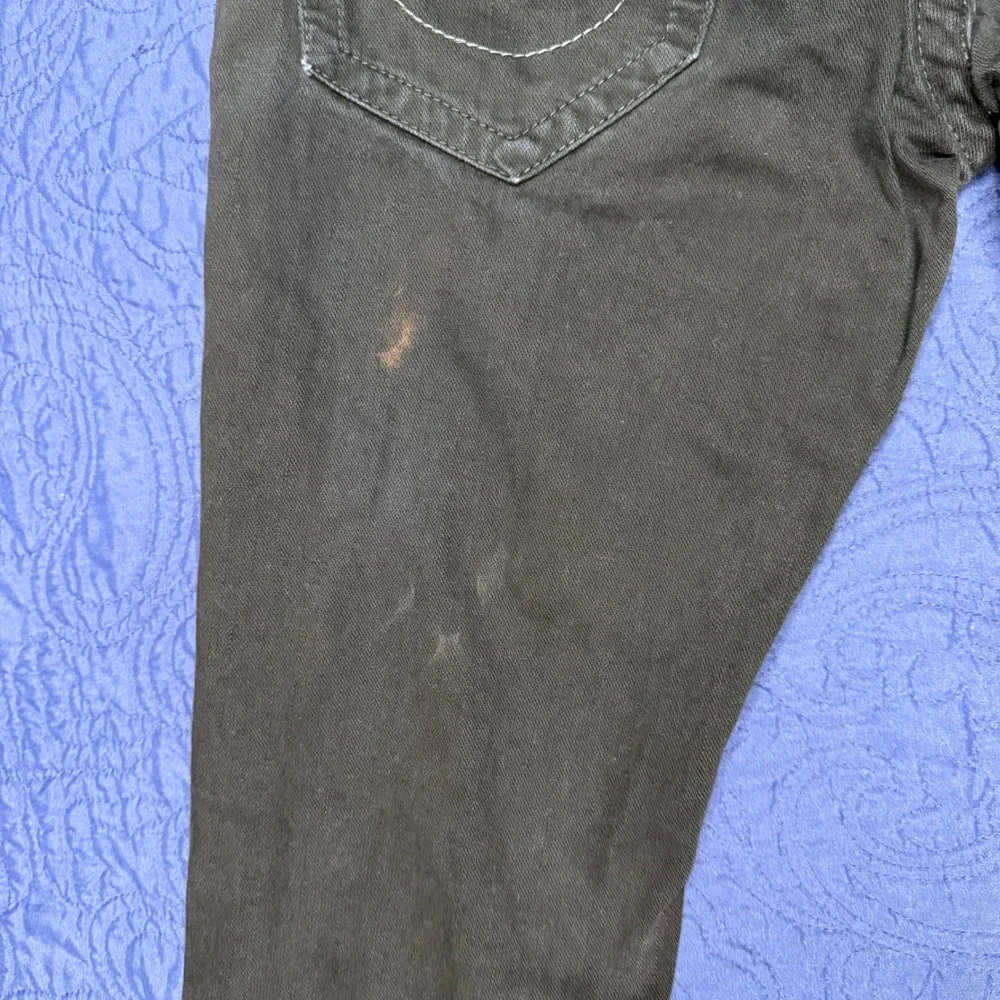 True Religion Skinny Jeans Mens 30 Black Cotton Denim Horseshoe Stitch Staind